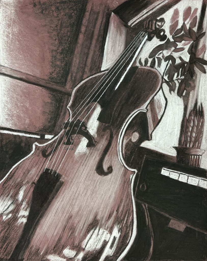 Image of a drawing showing musical instruments