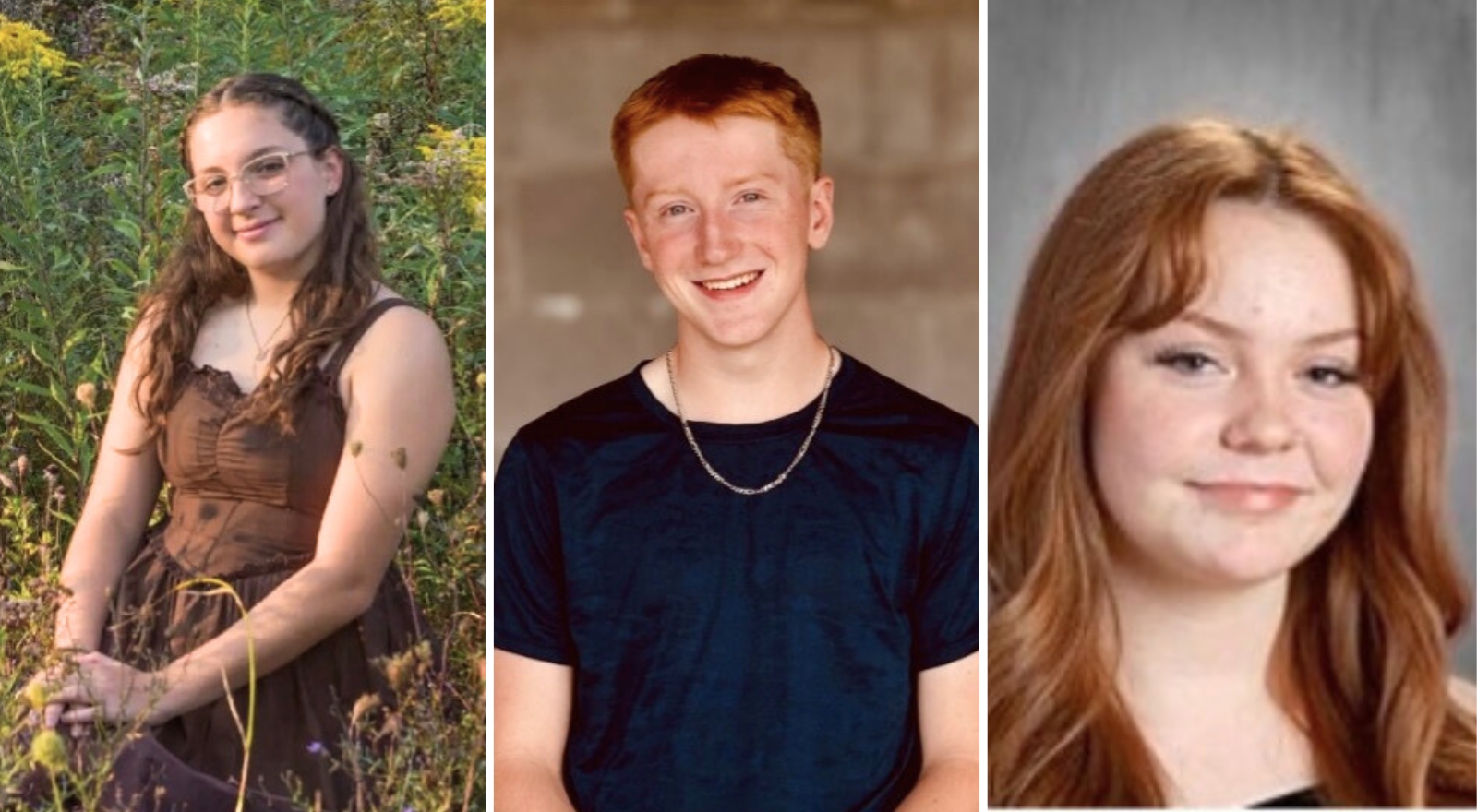 Photos of three students side by side