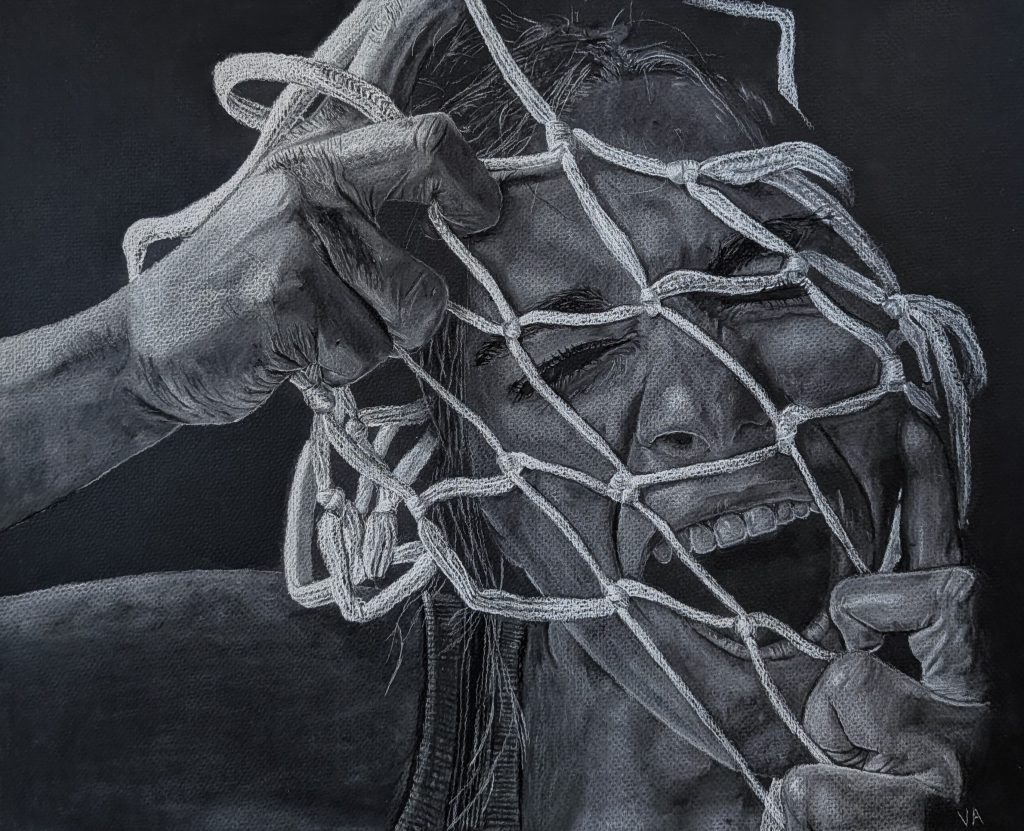Violet Atkinson received a Gold Key Award for her drawing, “Breaking Through.”