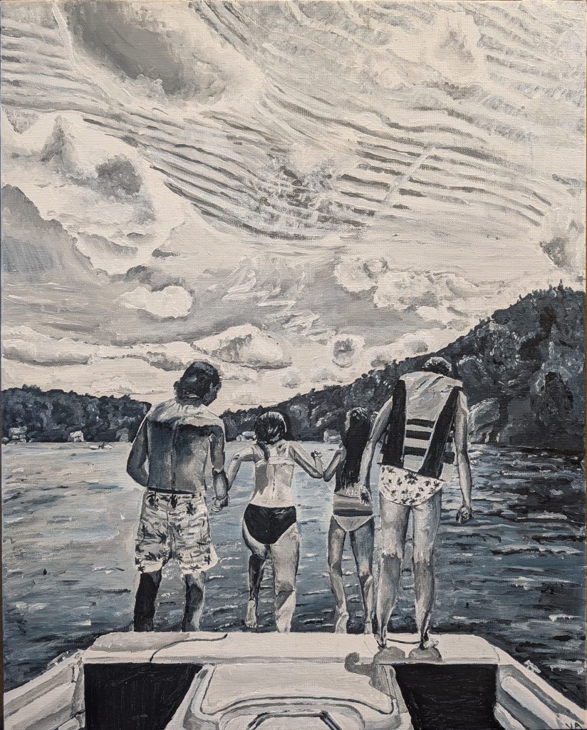 Violet Atkinson received an Honorable Mention for her painting, “Jump.”